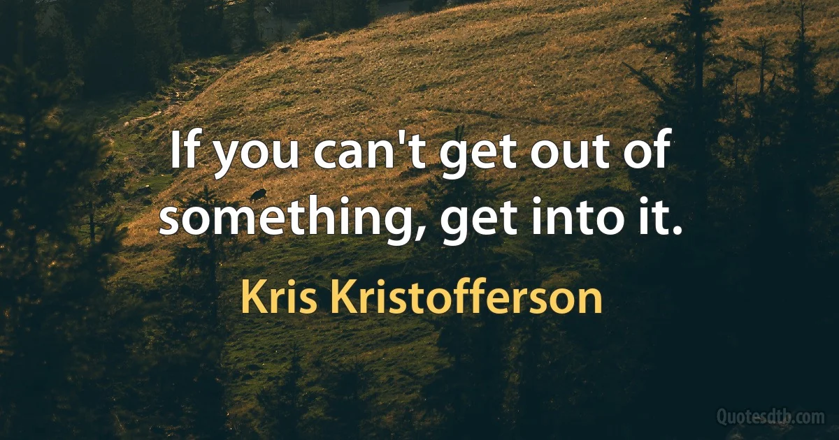 If you can't get out of something, get into it. (Kris Kristofferson)