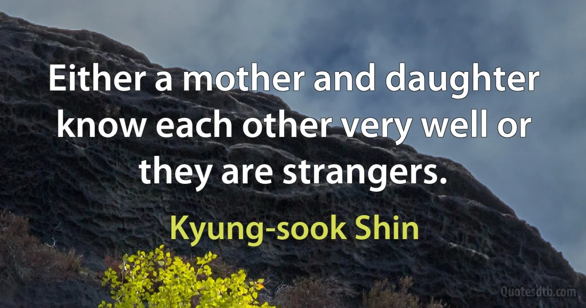 Either a mother and daughter know each other very well or they are strangers. (Kyung-sook Shin)