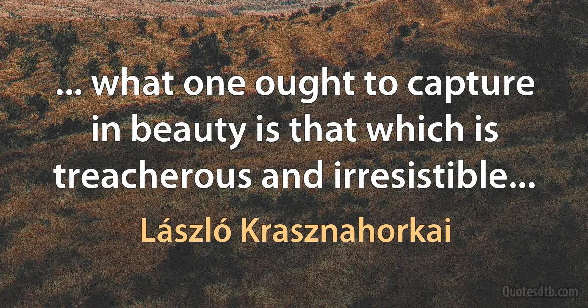 ... what one ought to capture in beauty is that which is treacherous and irresistible... (László Krasznahorkai)