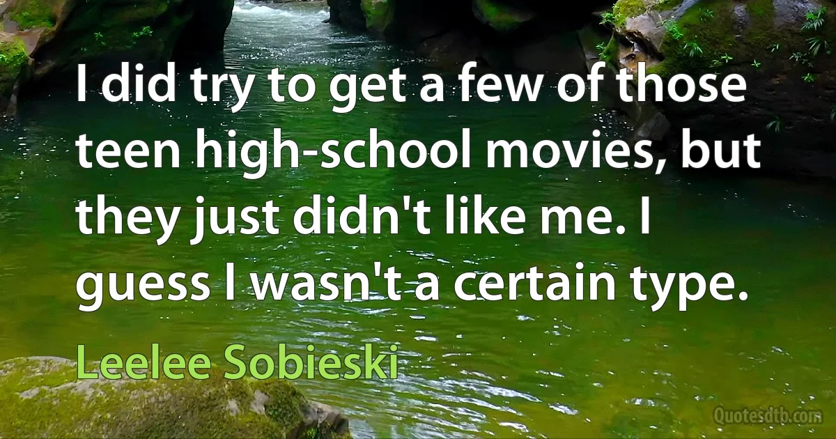 I did try to get a few of those teen high-school movies, but they just didn't like me. I guess I wasn't a certain type. (Leelee Sobieski)