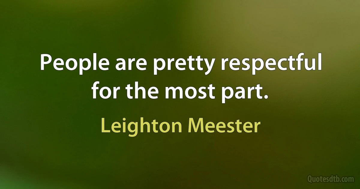 People are pretty respectful for the most part. (Leighton Meester)