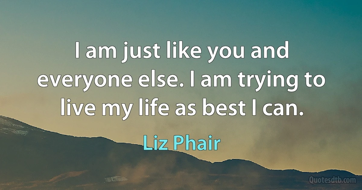 I am just like you and everyone else. I am trying to live my life as best I can. (Liz Phair)