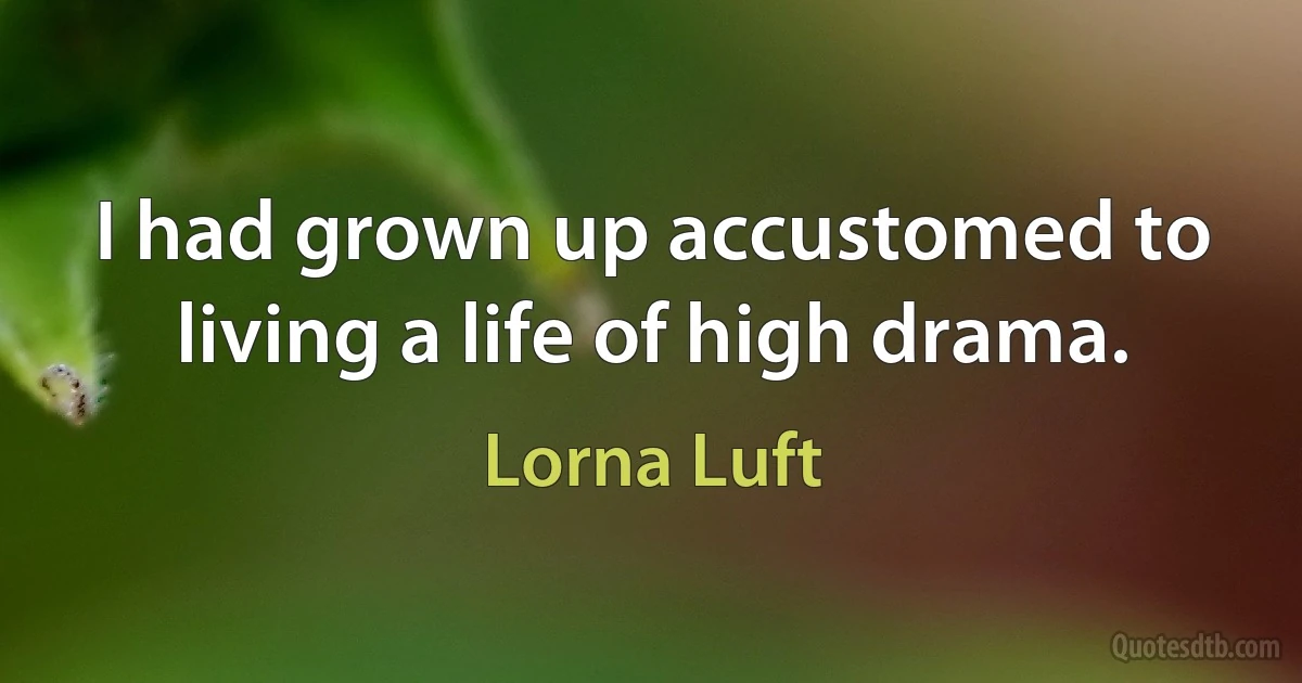 I had grown up accustomed to living a life of high drama. (Lorna Luft)