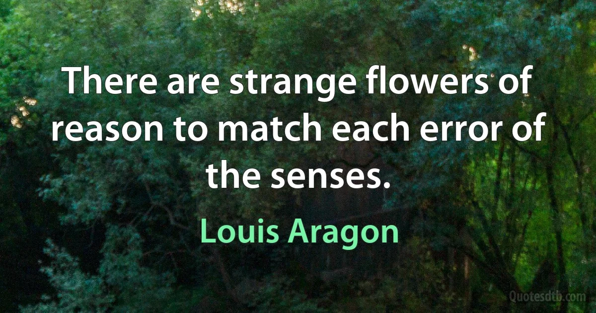 There are strange flowers of reason to match each error of the senses. (Louis Aragon)