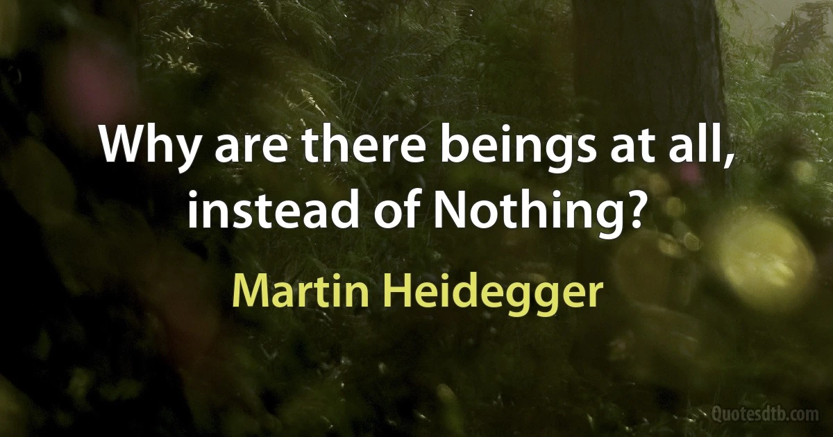 Why are there beings at all, instead of Nothing? (Martin Heidegger)