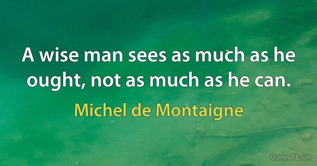 A wise man sees as much as he ought, not as much as he can. (Michel de Montaigne)