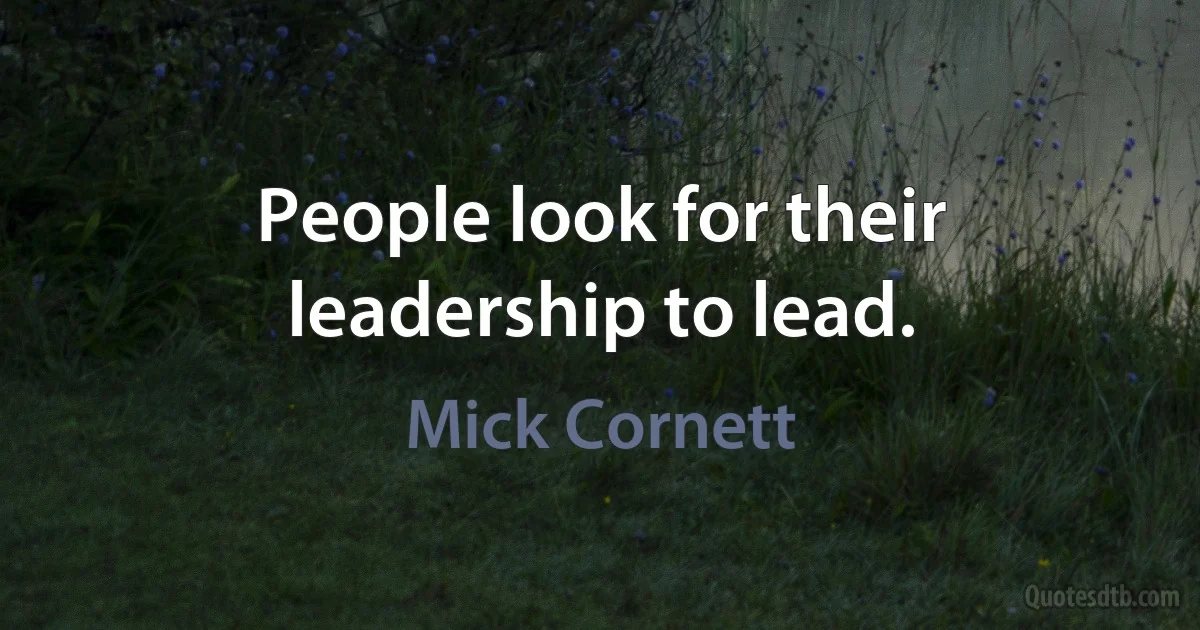 People look for their leadership to lead. (Mick Cornett)