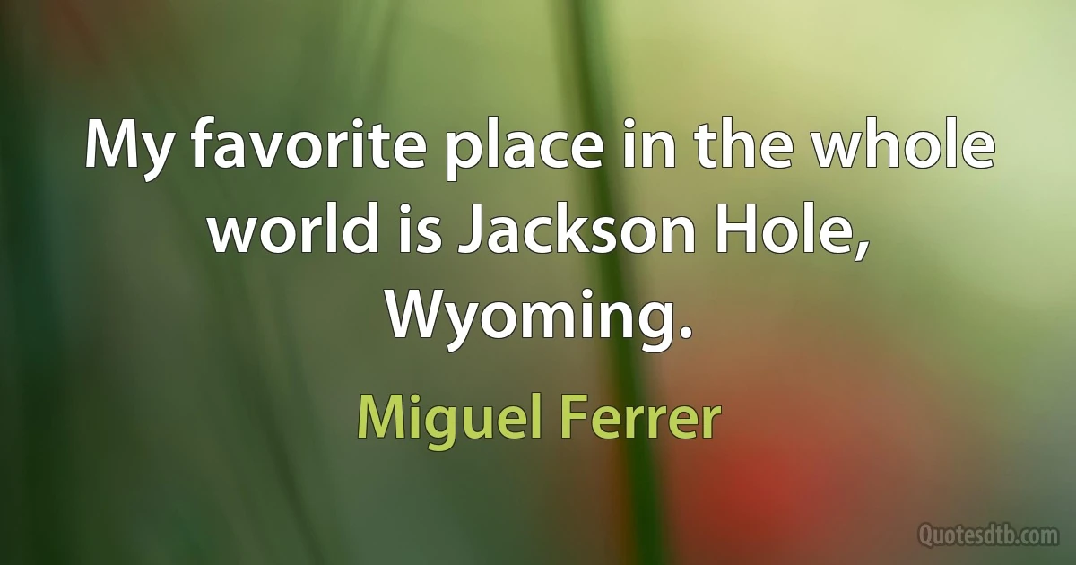 My favorite place in the whole world is Jackson Hole, Wyoming. (Miguel Ferrer)