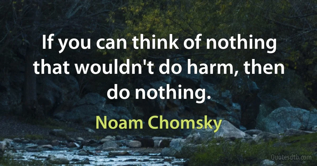 If you can think of nothing that wouldn't do harm, then do nothing. (Noam Chomsky)