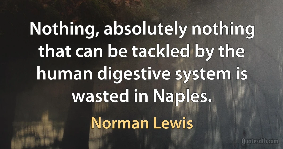 Nothing, absolutely nothing that can be tackled by the human digestive system is wasted in Naples. (Norman Lewis)