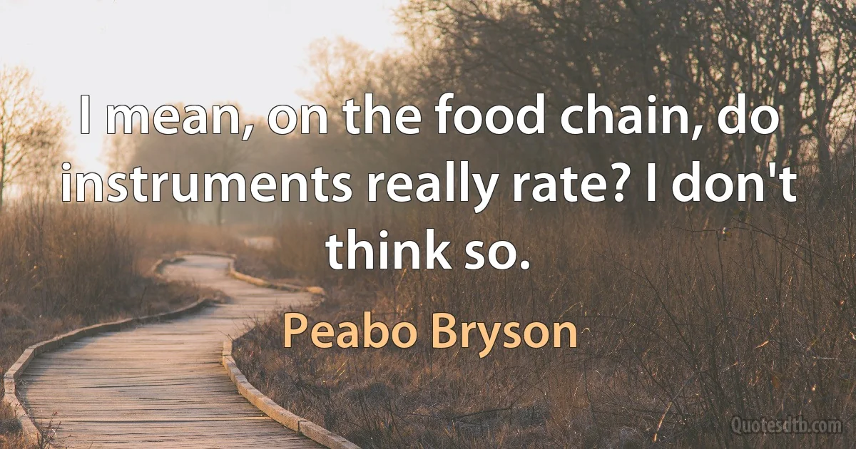 I mean, on the food chain, do instruments really rate? I don't think so. (Peabo Bryson)