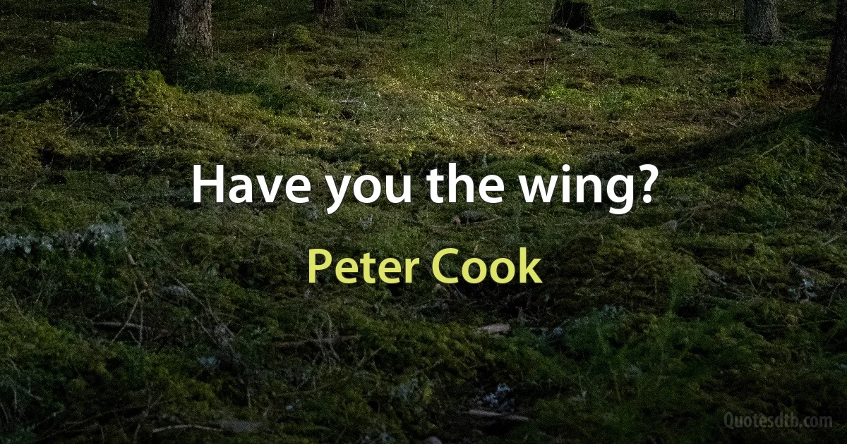 Have you the wing? (Peter Cook)