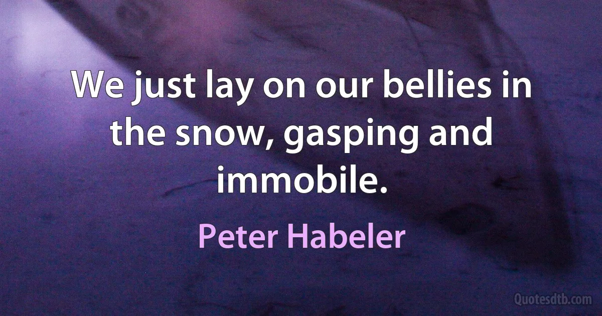 We just lay on our bellies in the snow, gasping and immobile. (Peter Habeler)