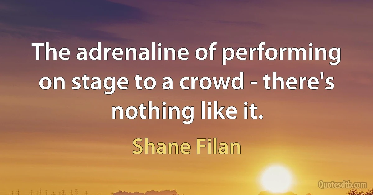 The adrenaline of performing on stage to a crowd - there's nothing like it. (Shane Filan)