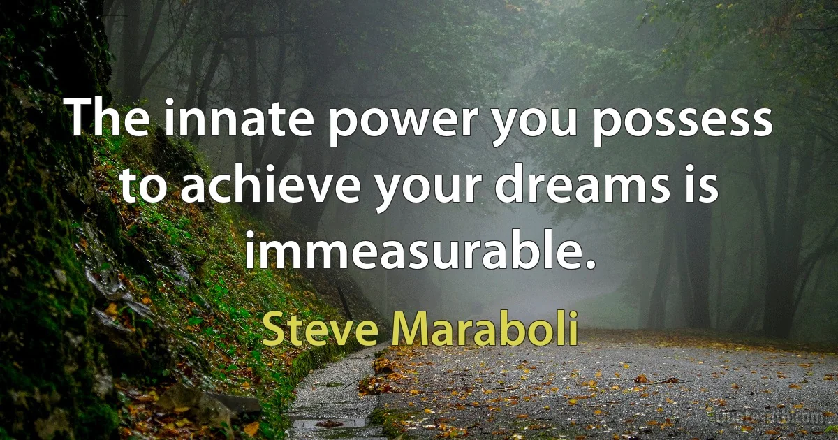 The innate power you possess to achieve your dreams is immeasurable. (Steve Maraboli)