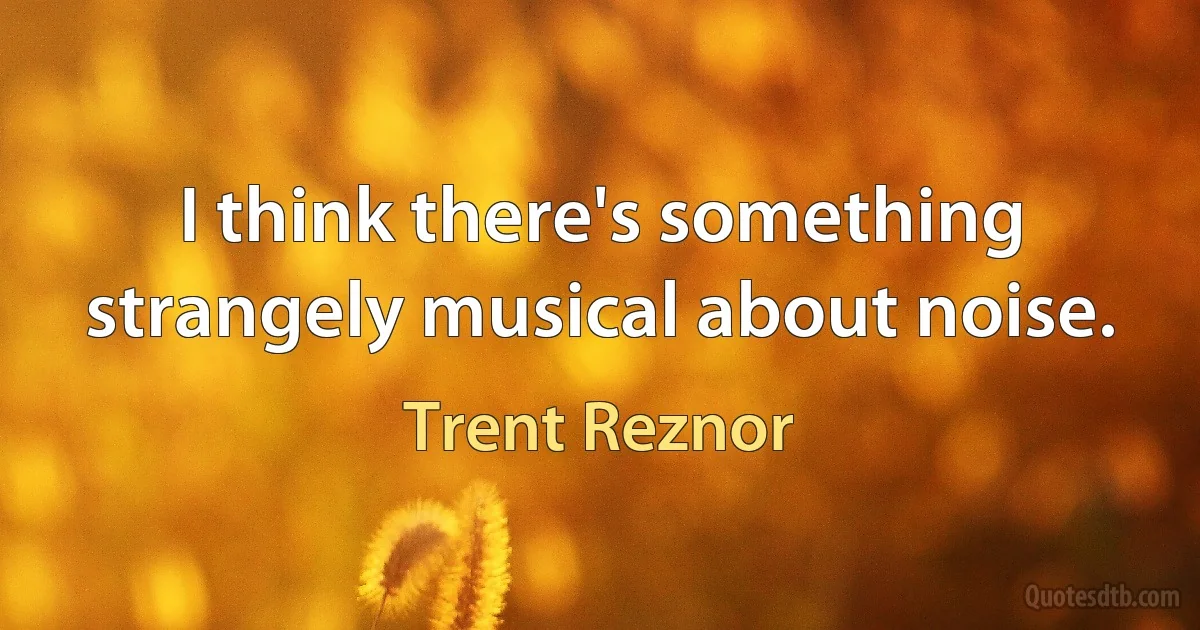 I think there's something strangely musical about noise. (Trent Reznor)