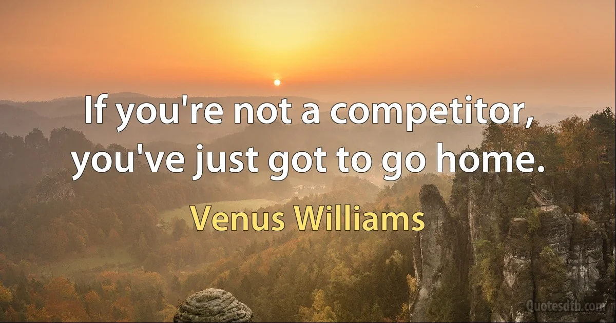 If you're not a competitor, you've just got to go home. (Venus Williams)