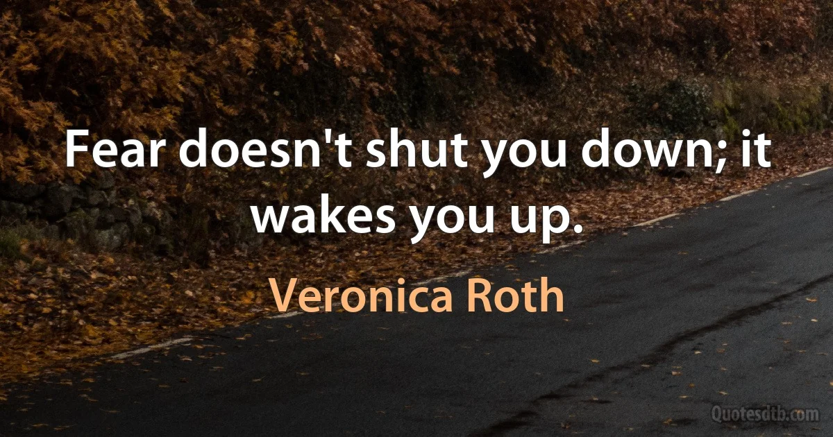 Fear doesn't shut you down; it wakes you up. (Veronica Roth)