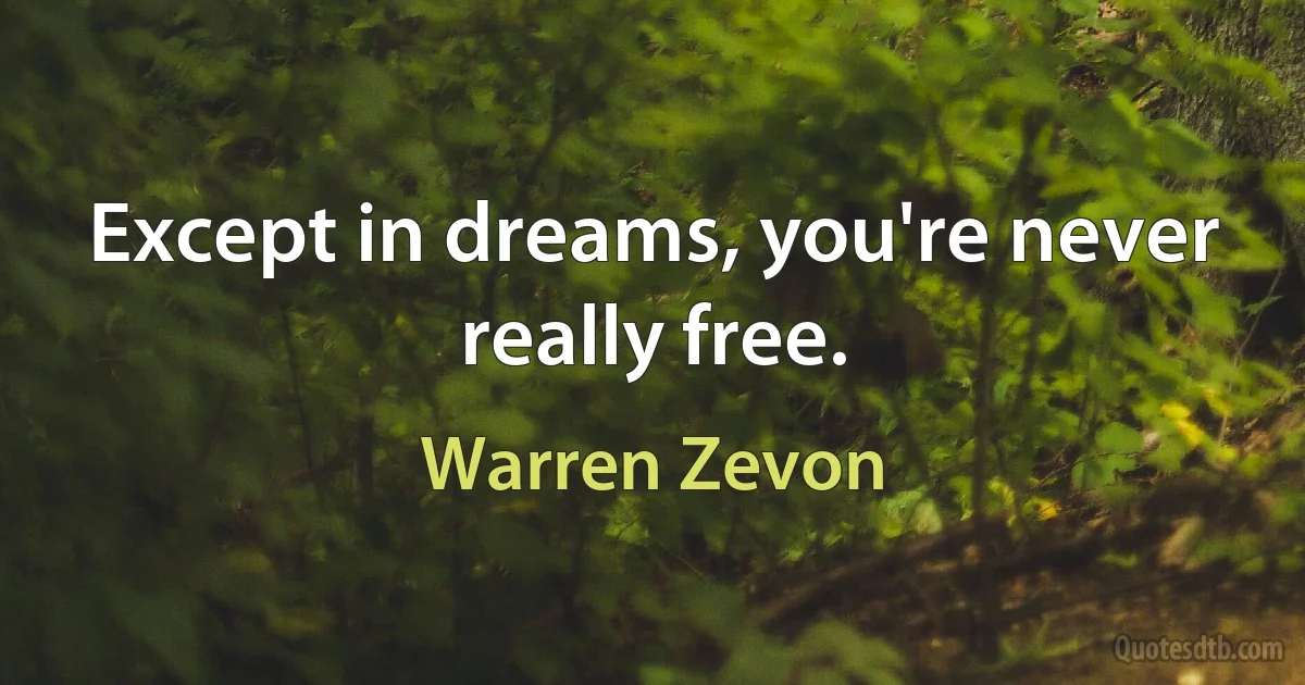 Except in dreams, you're never really free. (Warren Zevon)