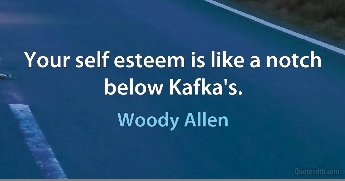 Your self esteem is like a notch below Kafka's. (Woody Allen)