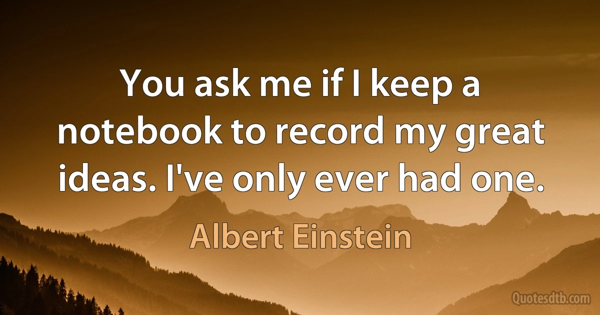 You ask me if I keep a notebook to record my great ideas. I've only ever had one. (Albert Einstein)