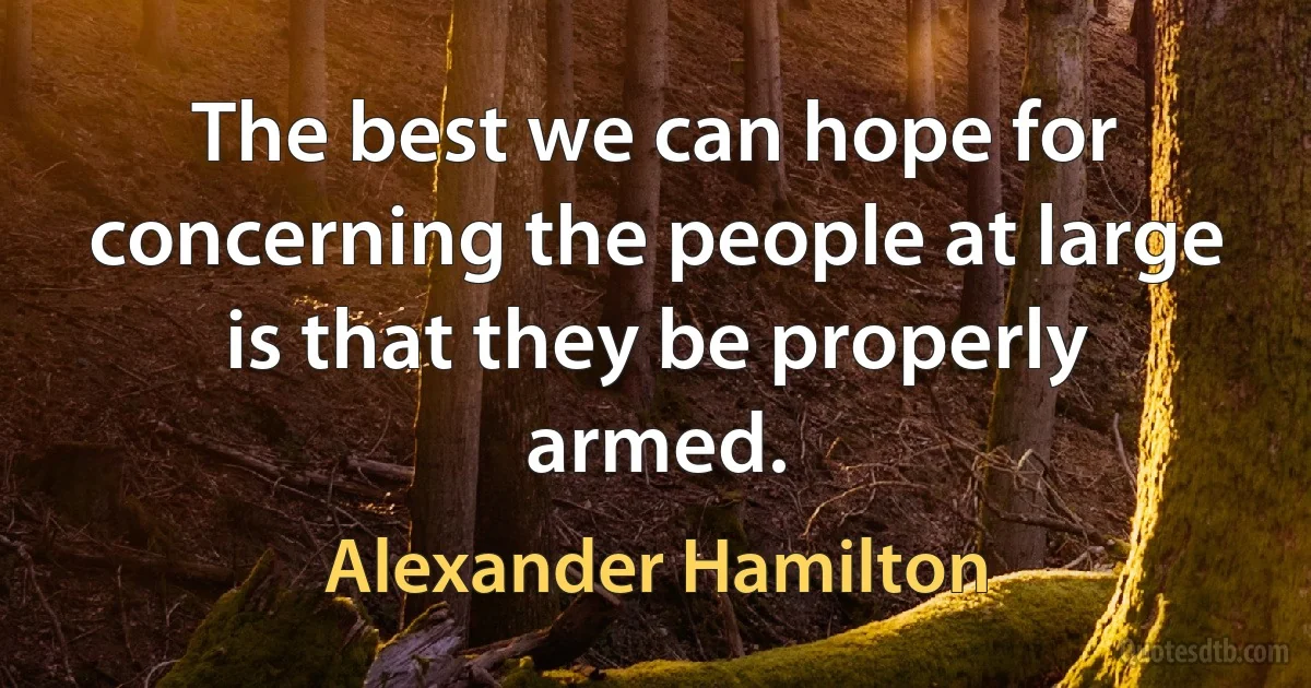 The best we can hope for concerning the people at large is that they be properly armed. (Alexander Hamilton)