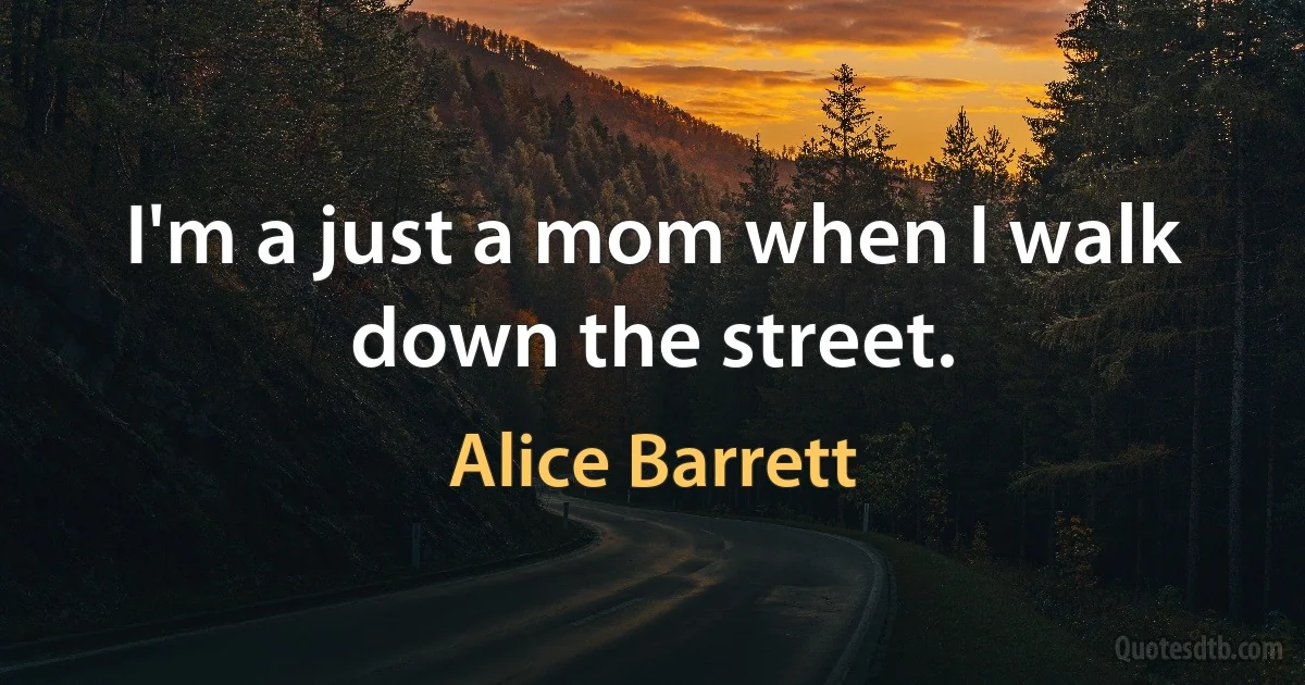 I'm a just a mom when I walk down the street. (Alice Barrett)