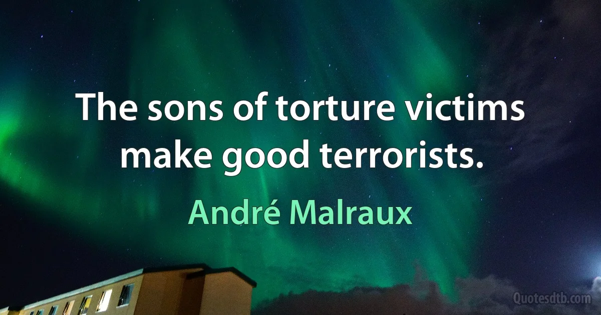 The sons of torture victims make good terrorists. (André Malraux)