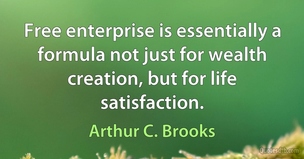 Free enterprise is essentially a formula not just for wealth creation, but for life satisfaction. (Arthur C. Brooks)