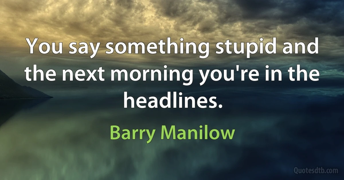 You say something stupid and the next morning you're in the headlines. (Barry Manilow)