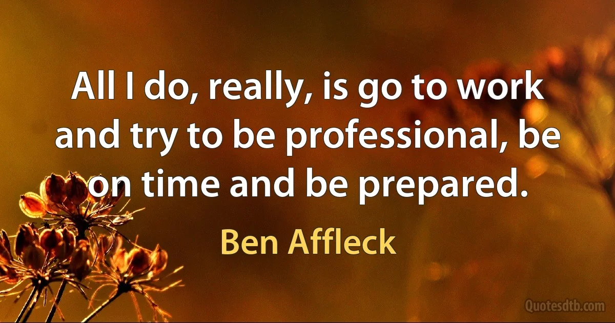 All I do, really, is go to work and try to be professional, be on time and be prepared. (Ben Affleck)