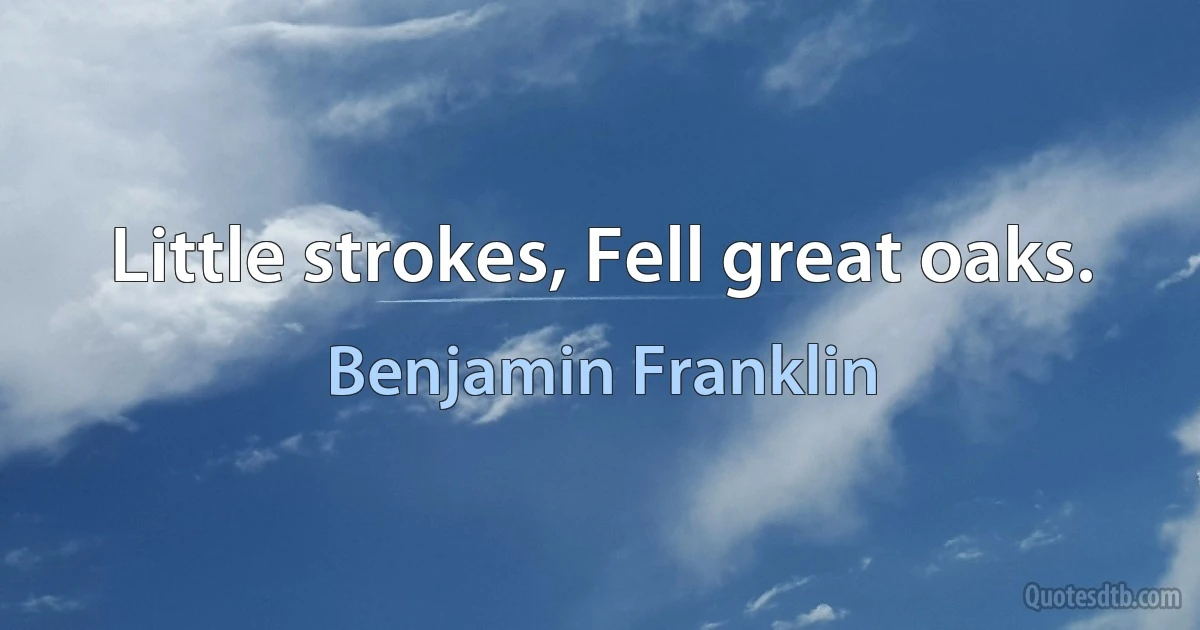 Little strokes, Fell great oaks. (Benjamin Franklin)