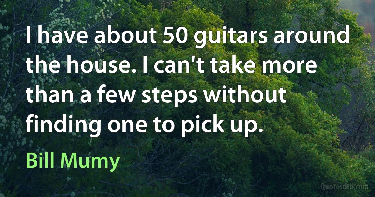 I have about 50 guitars around the house. I can't take more than a few steps without finding one to pick up. (Bill Mumy)