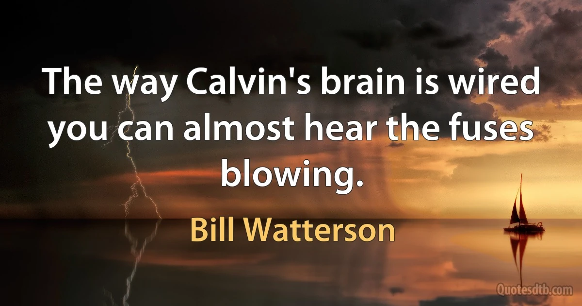 The way Calvin's brain is wired you can almost hear the fuses blowing. (Bill Watterson)