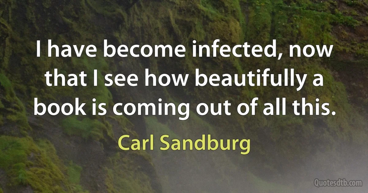 I have become infected, now that I see how beautifully a book is coming out of all this. (Carl Sandburg)