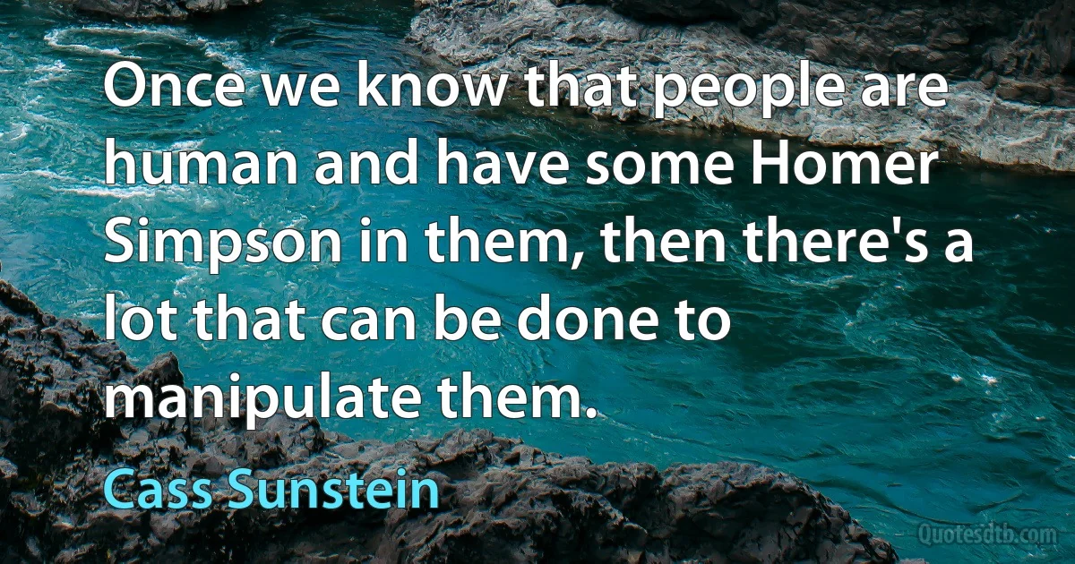 Once we know that people are human and have some Homer Simpson in them, then there's a lot that can be done to manipulate them. (Cass Sunstein)