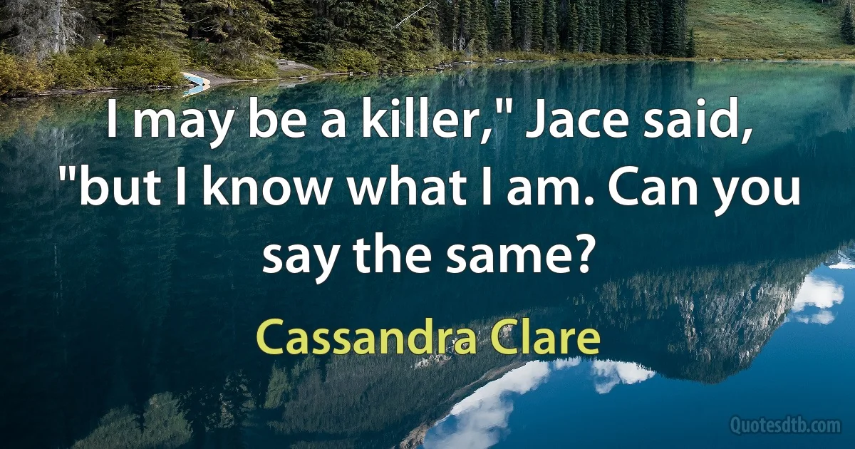 I may be a killer," Jace said, "but I know what I am. Can you say the same? (Cassandra Clare)