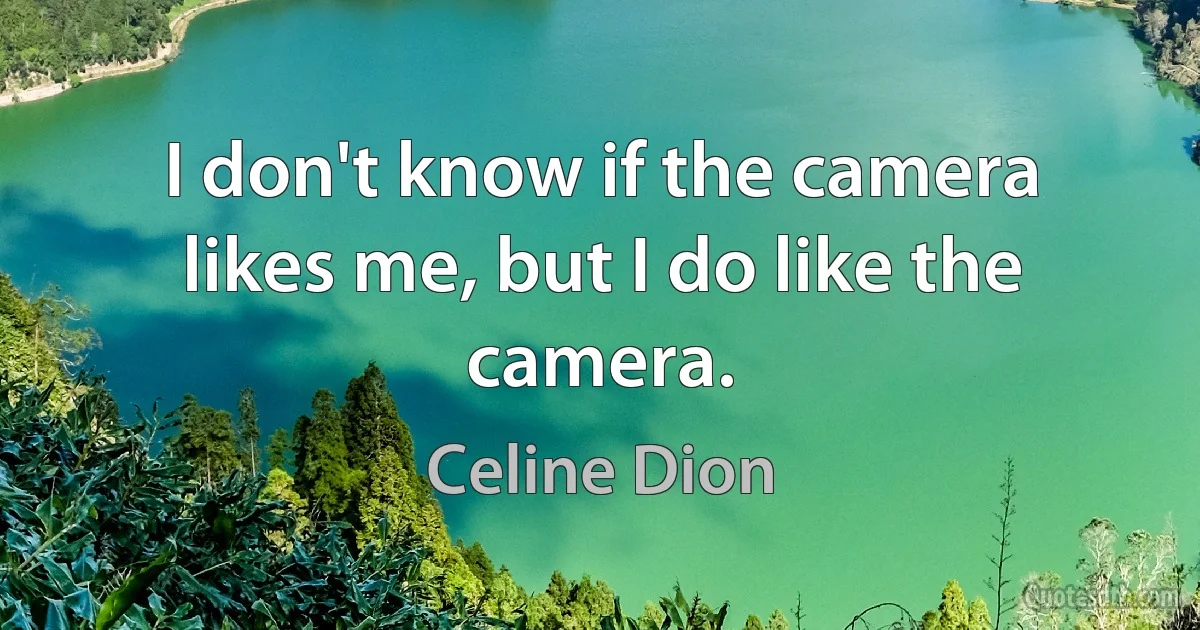 I don't know if the camera likes me, but I do like the camera. (Celine Dion)