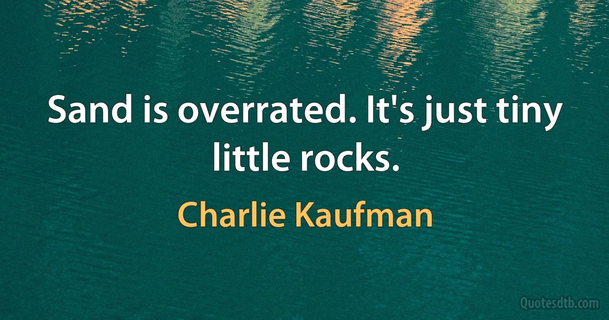 Sand is overrated. It's just tiny little rocks. (Charlie Kaufman)