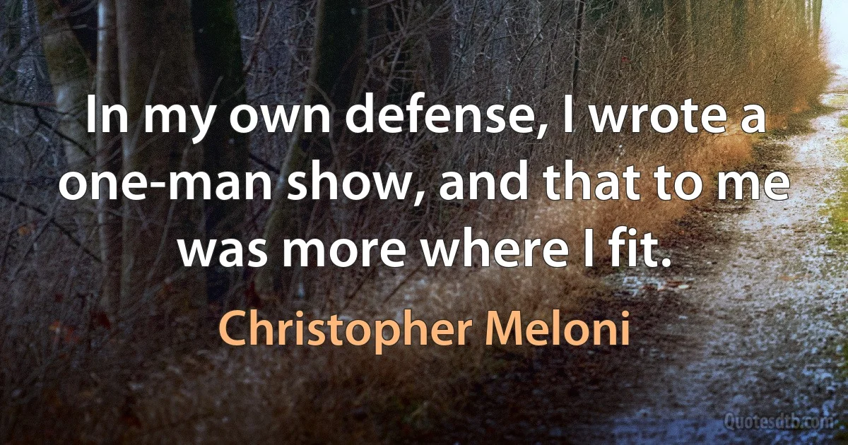 In my own defense, I wrote a one-man show, and that to me was more where I fit. (Christopher Meloni)