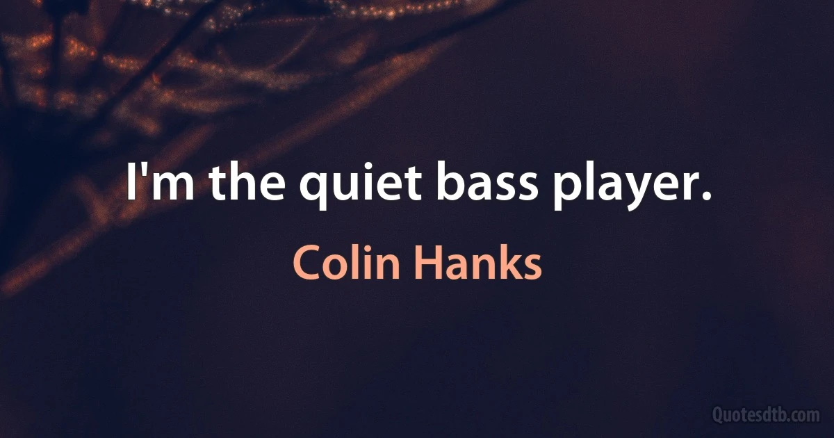 I'm the quiet bass player. (Colin Hanks)