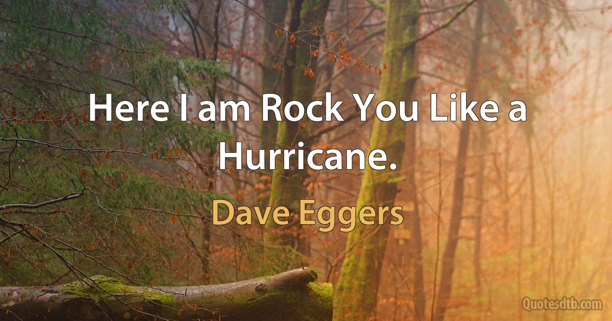 Here I am Rock You Like a Hurricane. (Dave Eggers)