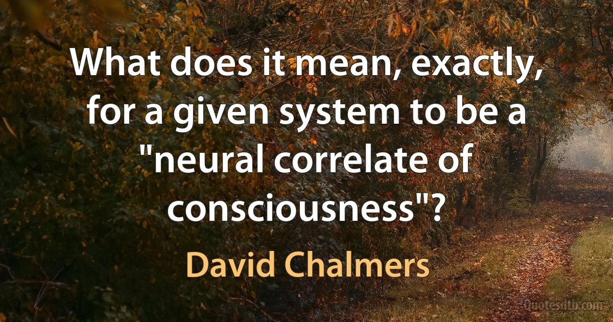 What does it mean, exactly, for a given system to be a "neural correlate of consciousness"? (David Chalmers)