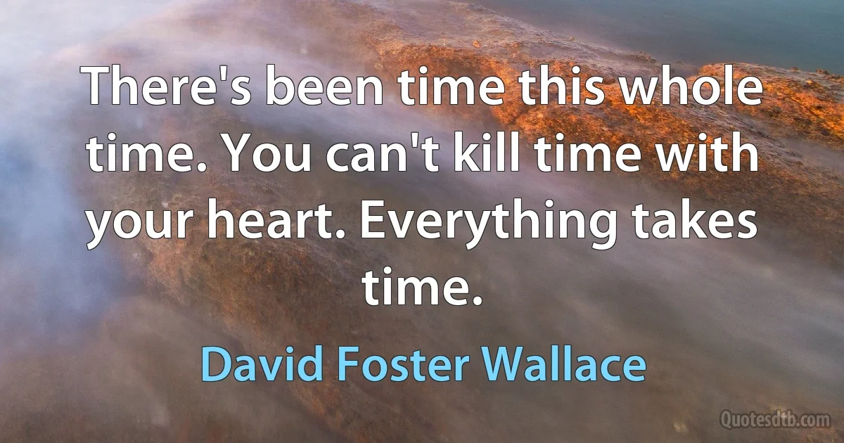 There's been time this whole time. You can't kill time with your heart. Everything takes time. (David Foster Wallace)