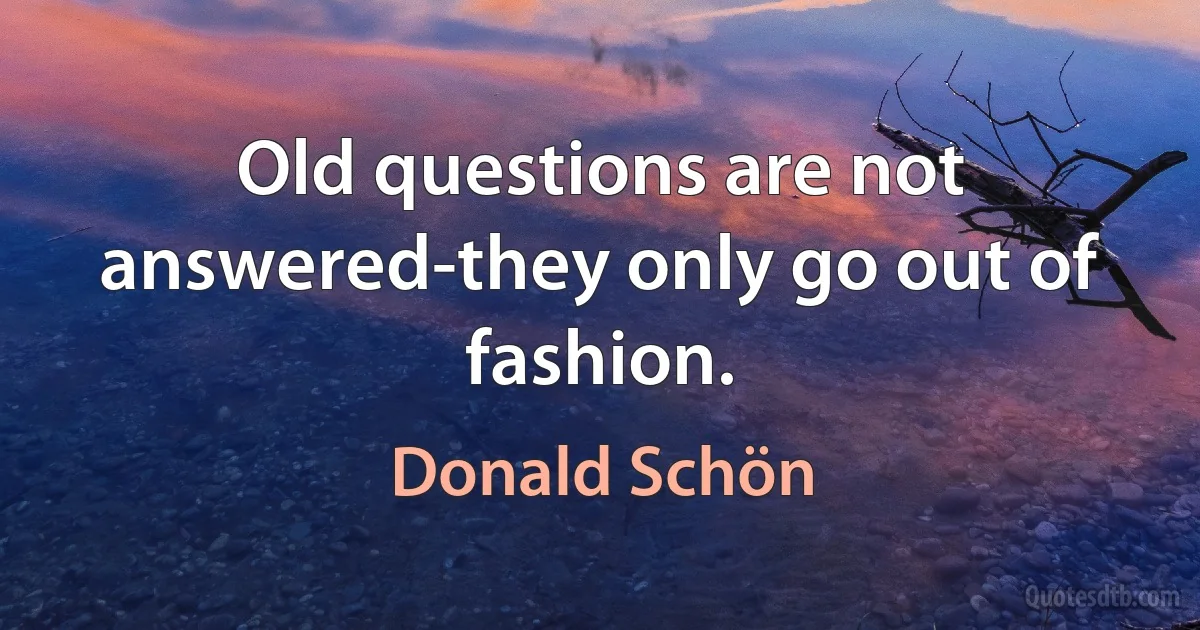 Old questions are not answered-they only go out of fashion. (Donald Schön)