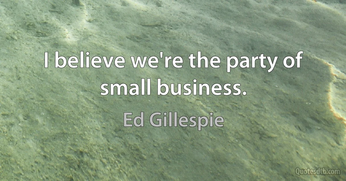 I believe we're the party of small business. (Ed Gillespie)