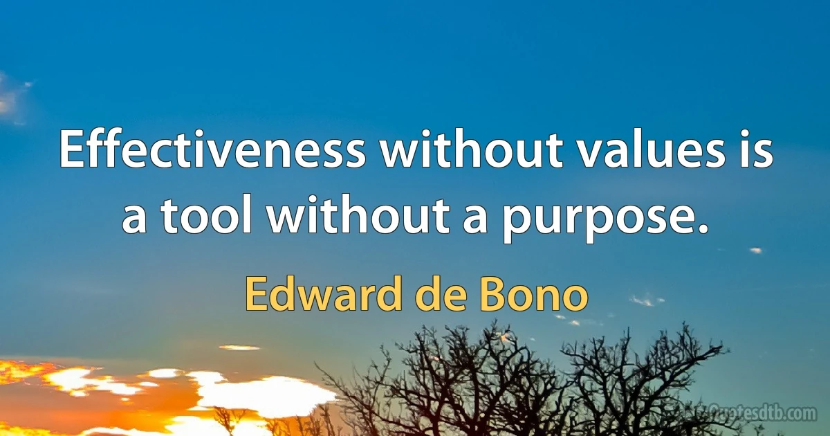 Effectiveness without values is a tool without a purpose. (Edward de Bono)