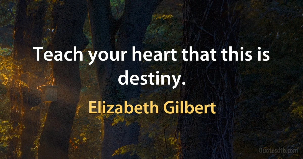 Teach your heart that this is destiny. (Elizabeth Gilbert)