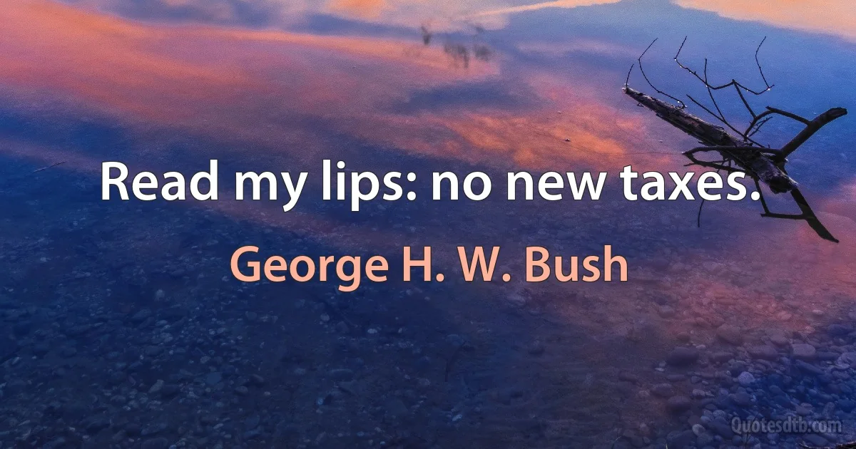 Read my lips: no new taxes. (George H. W. Bush)