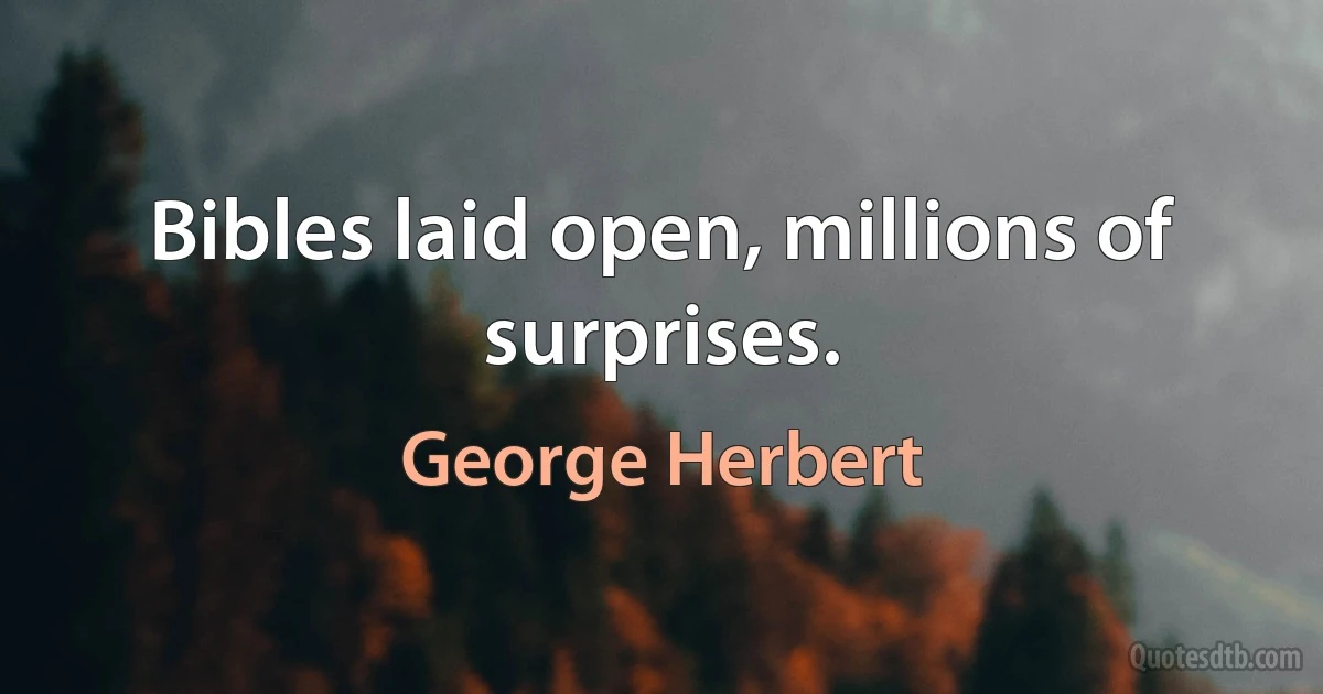 Bibles laid open, millions of surprises. (George Herbert)